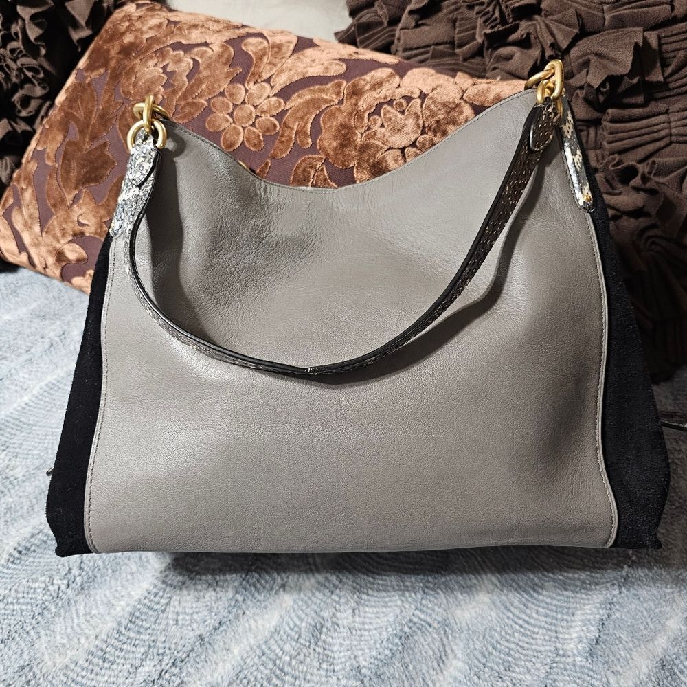 Coach Dalton 31 Shoulder Bag Purse in Colorblock with Pearlized Python Snakeskin - Picture 2 of 10